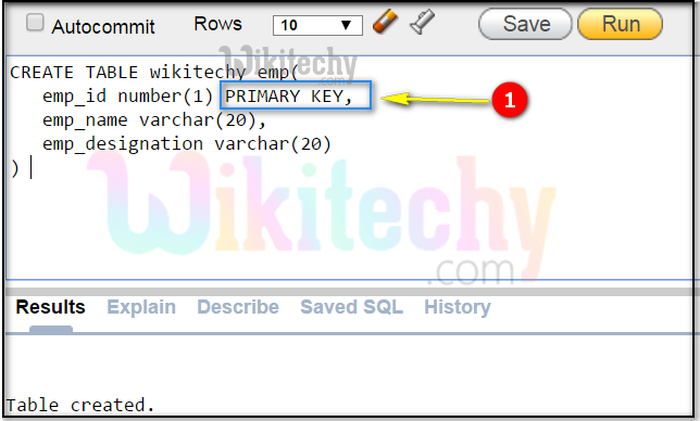  Oracle primary key query
